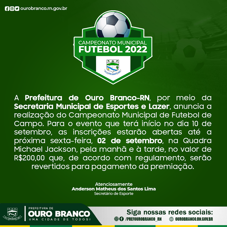 Secretaria de Esporte realiza Campeonato Municipal de Futebol 2022