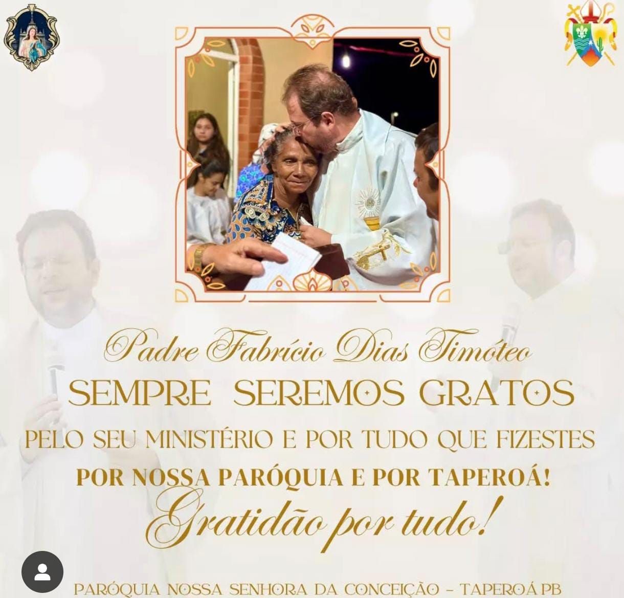 Paróquia de Taperoá se despede do Servo de Cristo Padre Fabrício Timóteo, neste domingo (5); veja