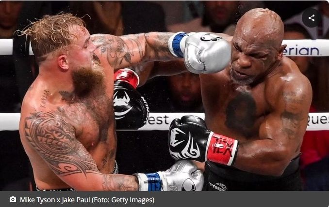 Mike Tyson dá gás no início, mas é bombardeado por Jake Paul e perde nos pontos