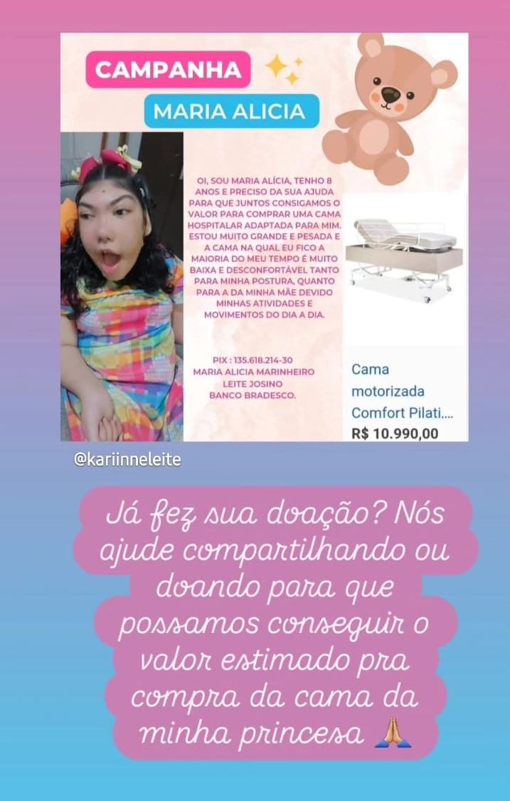 Menina com necessidades específicas precisa de cama adaptada e pede ajuda para conseguir: Veja como ajudar