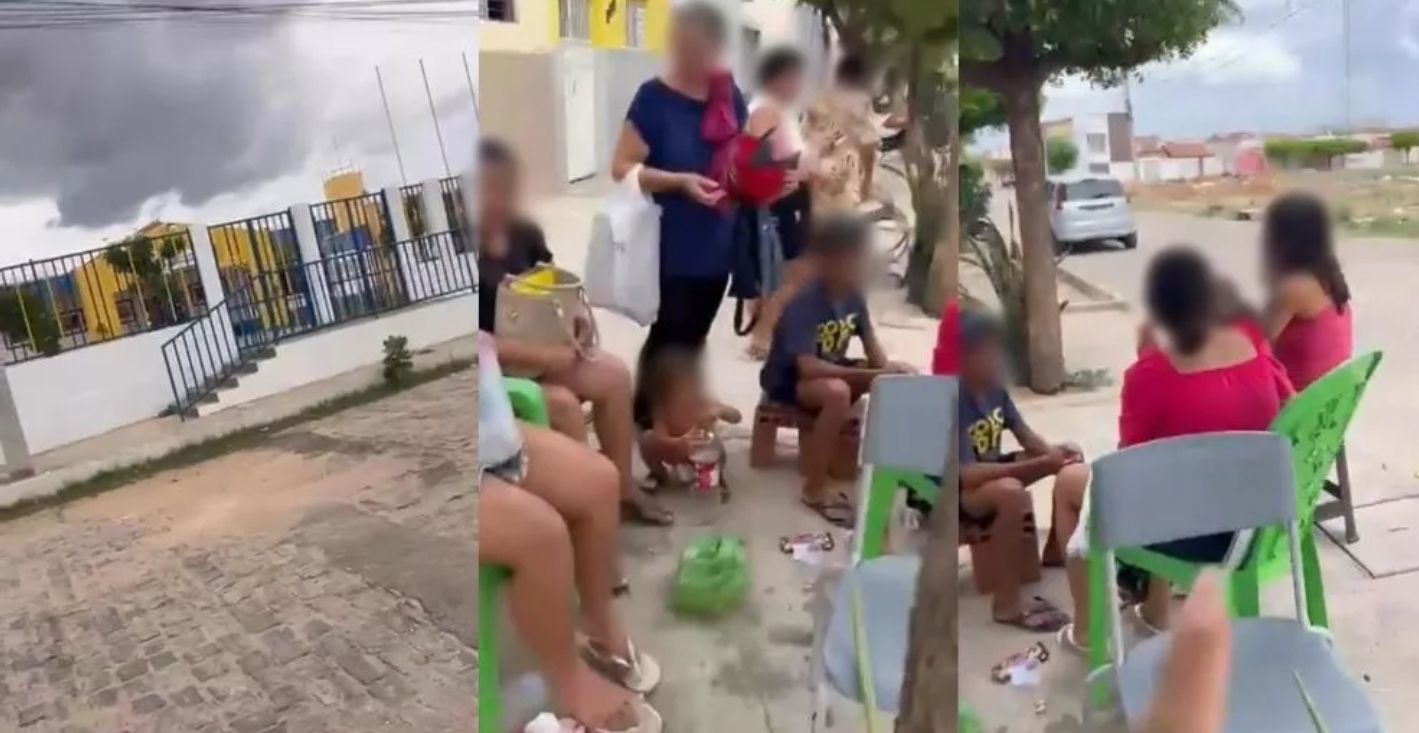 Mães formam fila em frente a creche municipal de Patos para conseguirem vaga para matrícula de seus filhos no ano letivo de 2025; veja