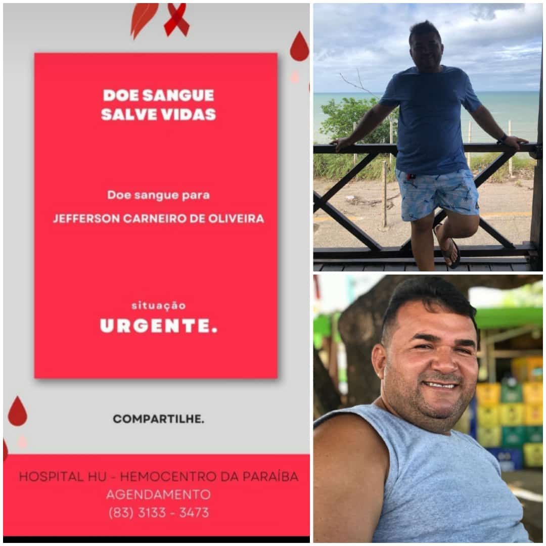 Familiares de Jefferson Carneiro de Oliveira apelam para doação de sangue. Saiba como ajudar 