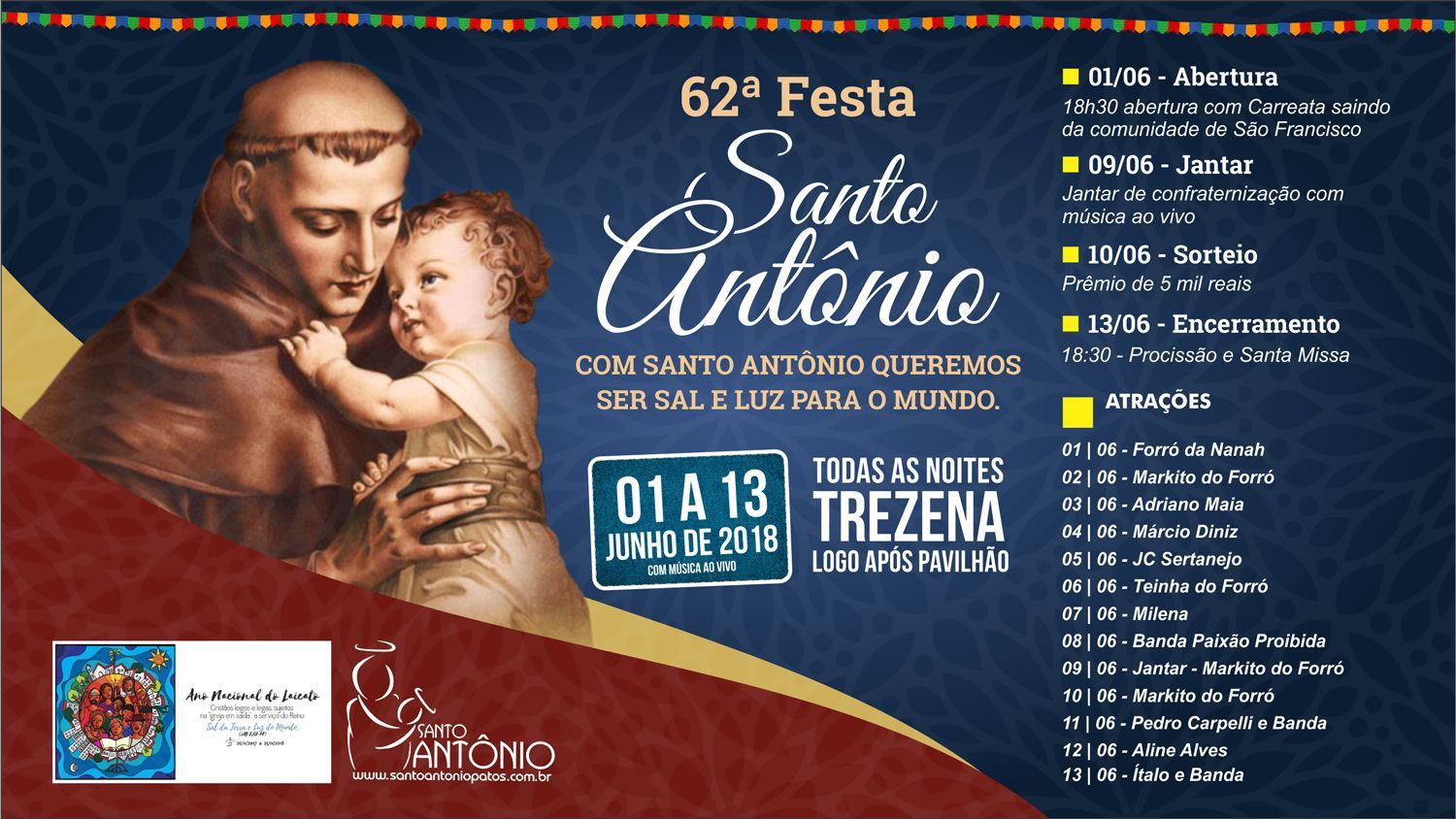 62ª Festa de Santo Antonio - Você é convidado a participar de 01 a 13 de Junho