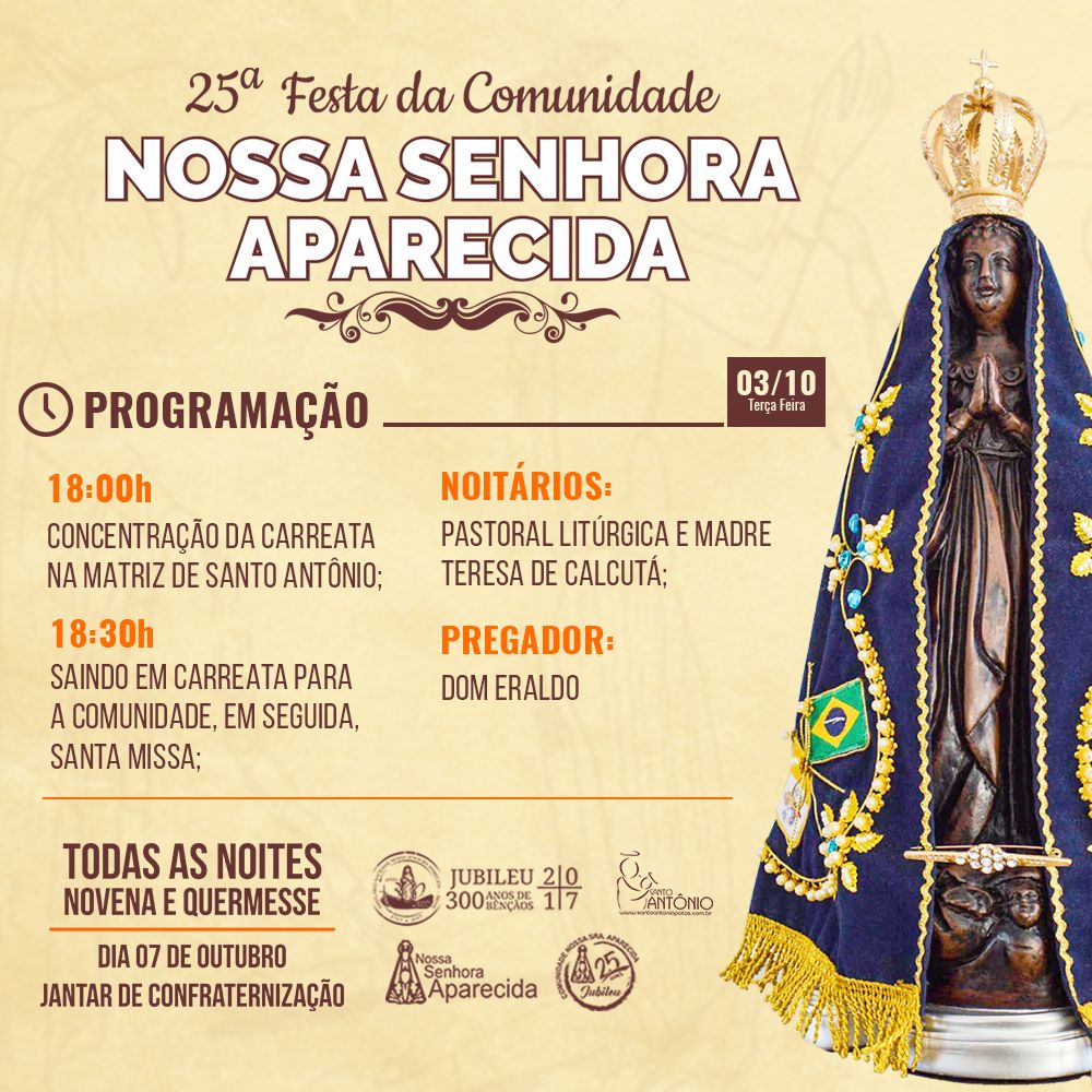 Participe da carreata de abertura da 25ª Festa de Nossa Sra. Aparecida 