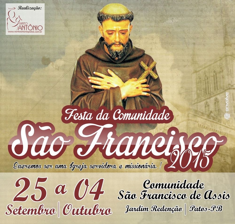 Programação da Festa de São Francisco - 2015. Participe com a Família! 