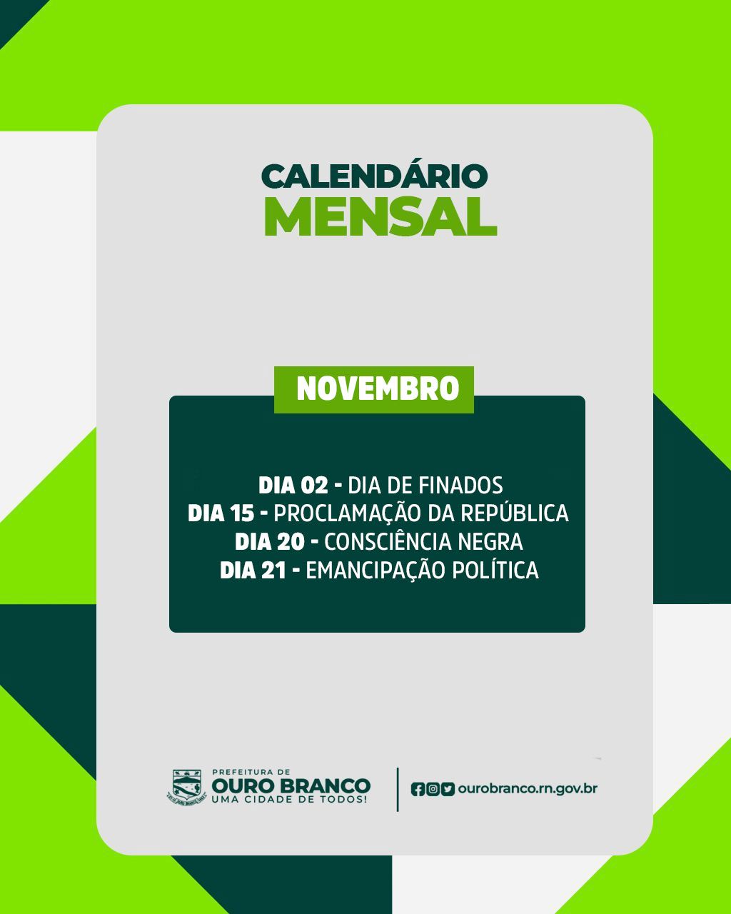 Datas desse mês